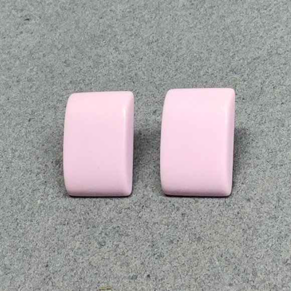 Curved Rectangle Pierced Earrings Light Purple Lilac Lavender Retro Soft Girl - Picture 1 of 4